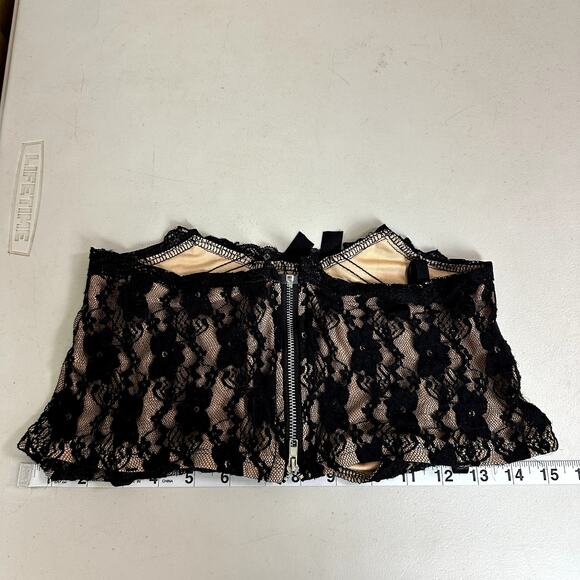 Women's Black Lace Bustier Corset Crop Top Bralette Fairy Grunge Whimsigoth S - Picture 7 of 9